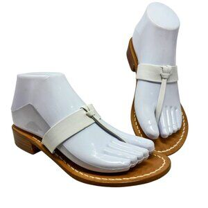 Capri White Leather Double Thong Slide Custom Made in‎ Italy
